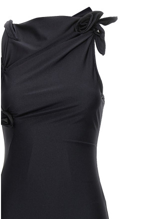 'Asymmetric flower' long dress #