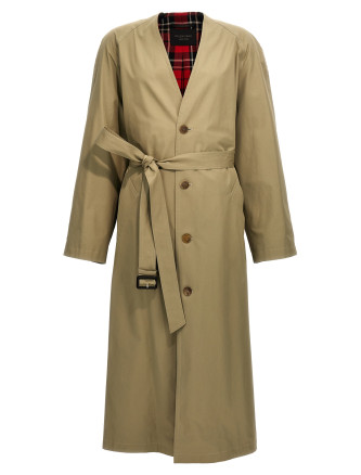 Check lining oversize trench coat