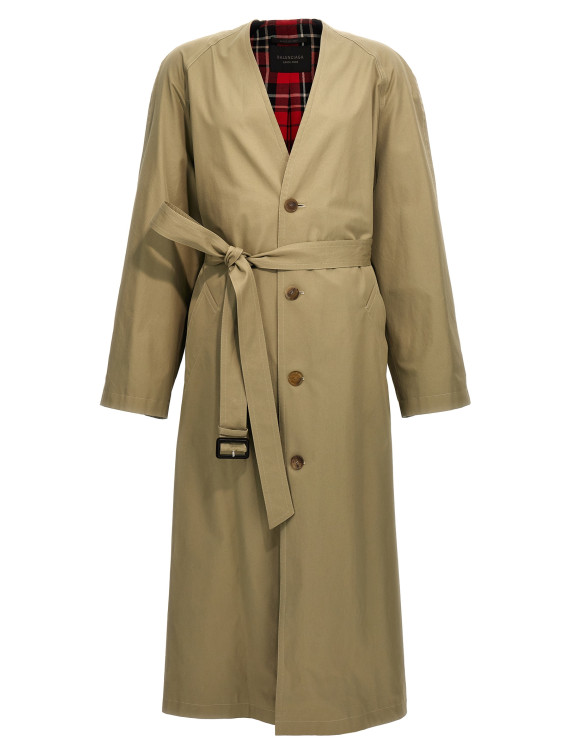 Check lining oversize trench coat #1