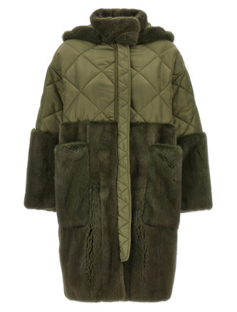 'Nylon Diamond-Visone' long down jacket