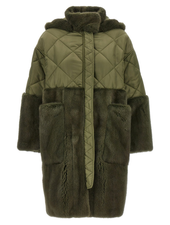 'Nylon Diamond-Visone' long down jacket #1