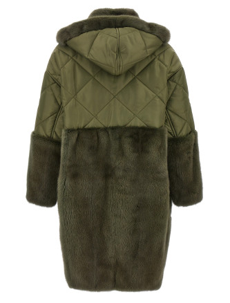 'Nylon Diamond-Visone' long down jacket #