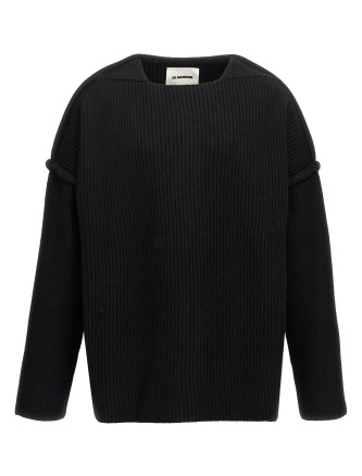 Geometric neckline sweater