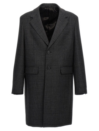 Check single-breasted coat