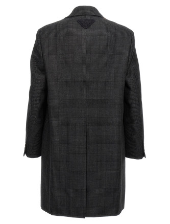 Check single-breasted coat #