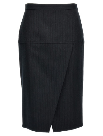Pinstriped wool skirt