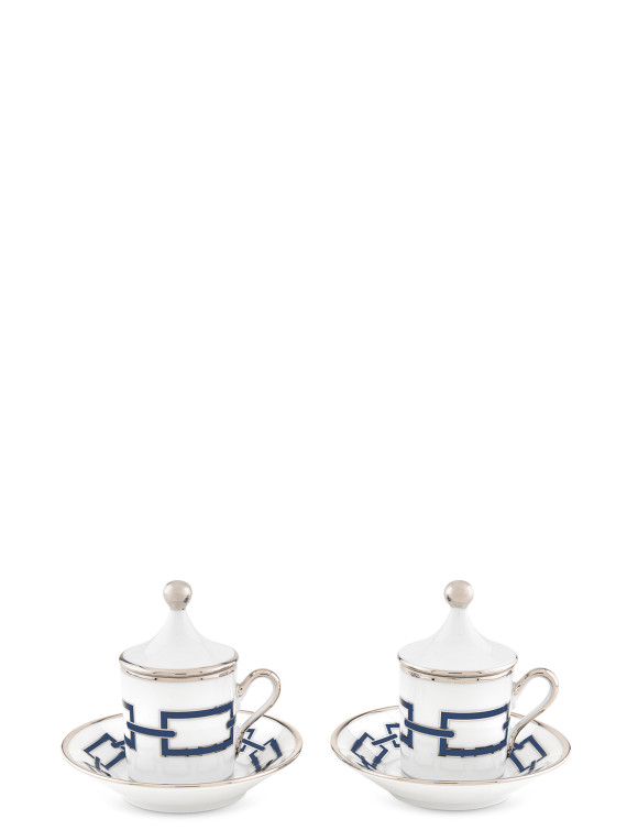 Set of 2 cups with saucer and lid #1