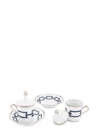 Set of 2 cups with saucer and lid #