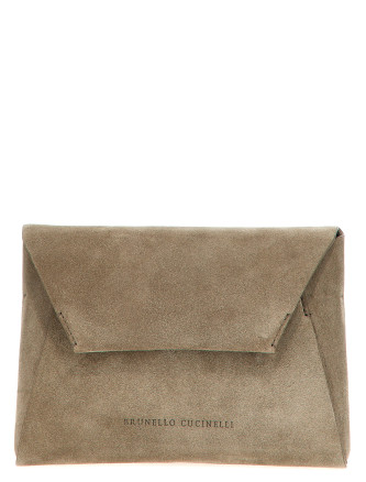 Monile suede clutch bag