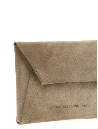 Monile suede clutch bag #