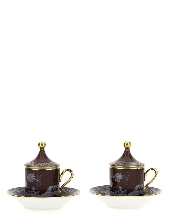 Set of 2 cups with saucer and lid #1