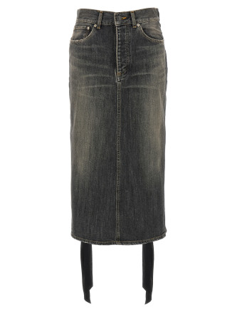 'Lace Up' denim skirt