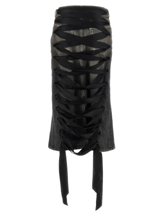 'Lace Up' denim skirt #