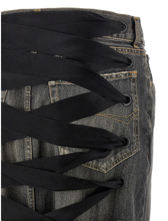 'Lace Up' denim skirt #