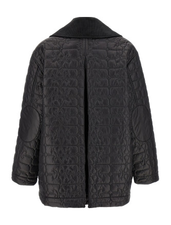 'Black Shiny Quilt Midi' jacket #