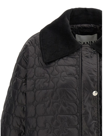 'Black Shiny Quilt Midi' jacket #