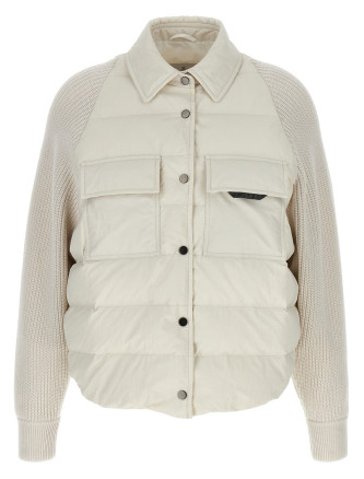 Two-material 'Shiny Flap Detail' down jacket