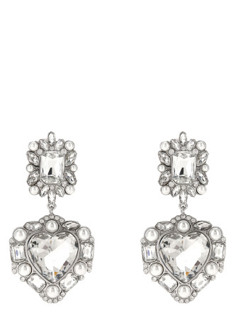 'Crystal Pearl Tiered Heart' earrings