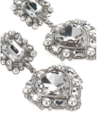 'Crystal Pearl Tiered Heart' earrings #