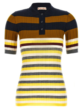 Ribbed wool polo shirt