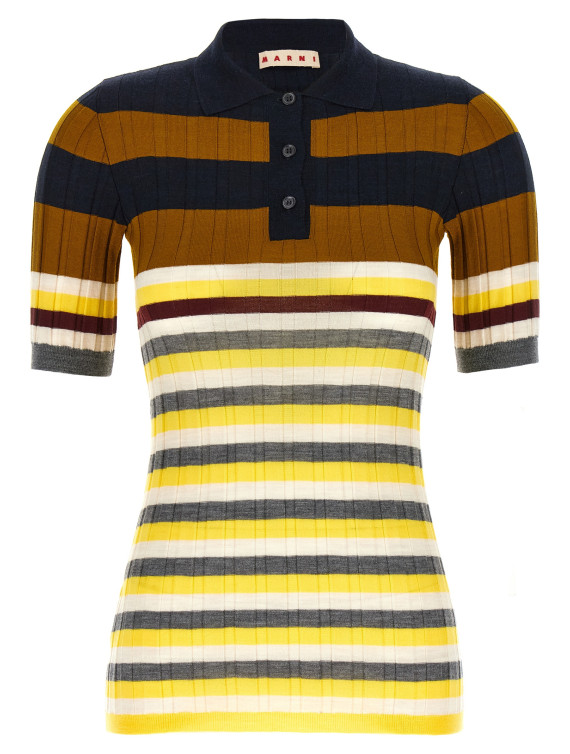 Ribbed wool polo shirt #1