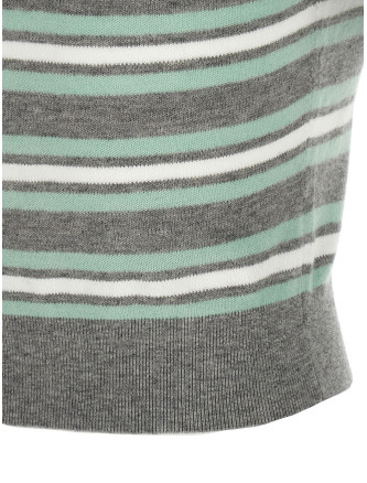 'Grey Striped Crystal Trim Knit' sweater #