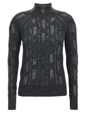 Crystal braid sweater