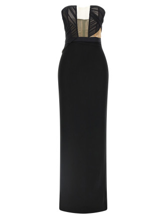 'Corsetted Draped Maxi' dress