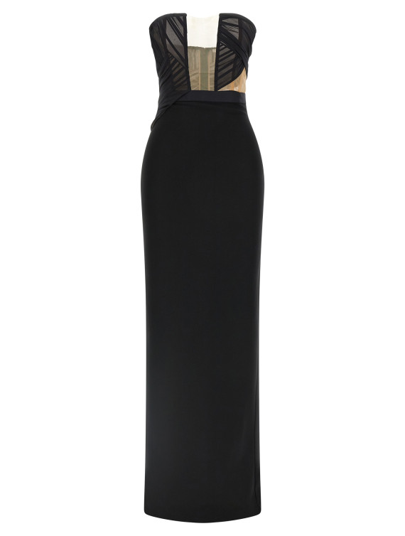 'Corsetted Draped Maxi' dress #1