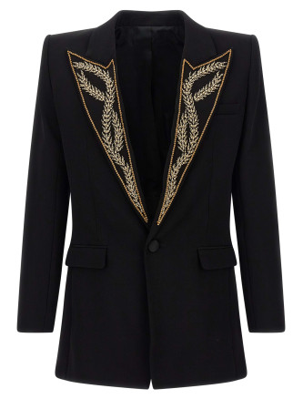 Leaf embroidery blazer