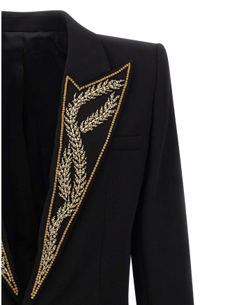 Leaf embroidery blazer #