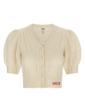 Jacquard logo cardigan