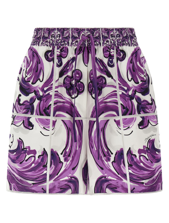 'Maiolica' print cotton shorts #1