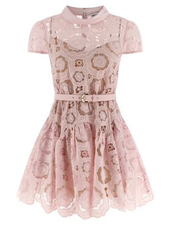 'Pink Floral Lace Mini' dress