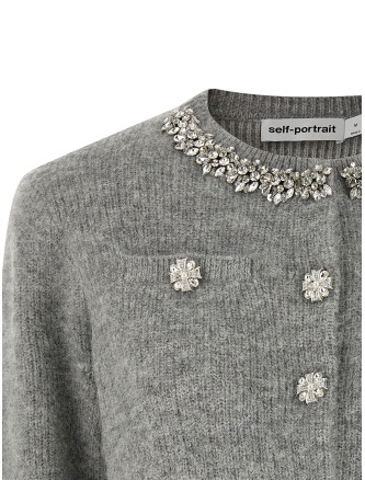 'Grey Fluffy Crystal Trim' cardigan #