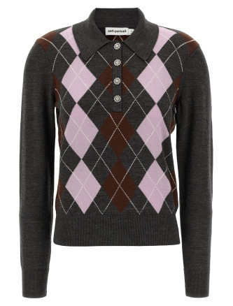 'Grey Argyle Lightweight' sweater