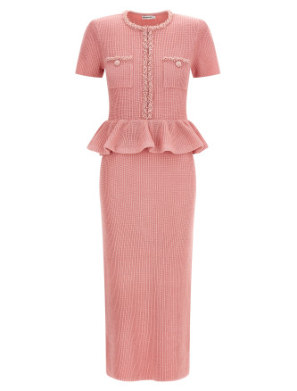 'Pink Peplum Knit Midi' dress