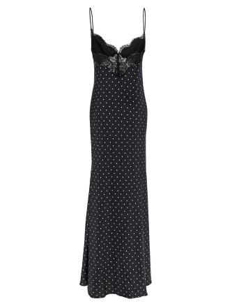 'Polka Dot Satin Lace Maxi' dress #