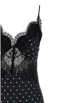 'Polka Dot Satin Lace Maxi' dress #