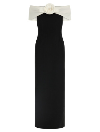 'Black Crêpe Flower Maxi' dress