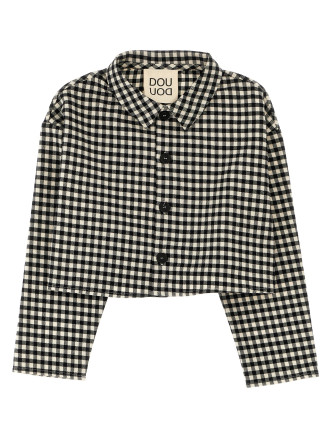 Flannel crop shirt