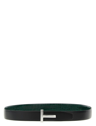 Reversible crocodile leather belt #