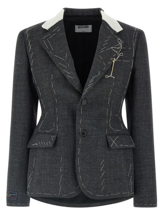 Embroidered canvas blazer