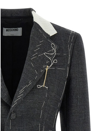 Embroidered canvas blazer #