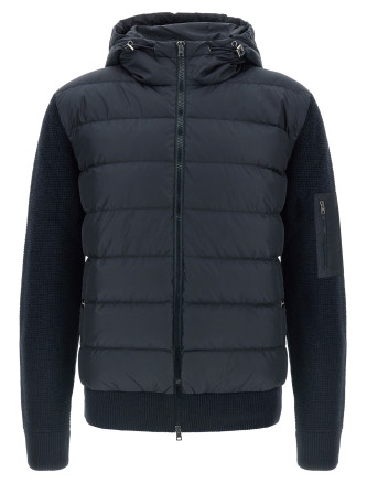 Bi-material down jacket