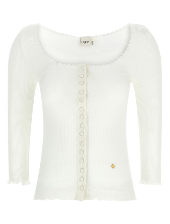 Свитер, кардиган CHLOÉ Mini ruffled cardigan