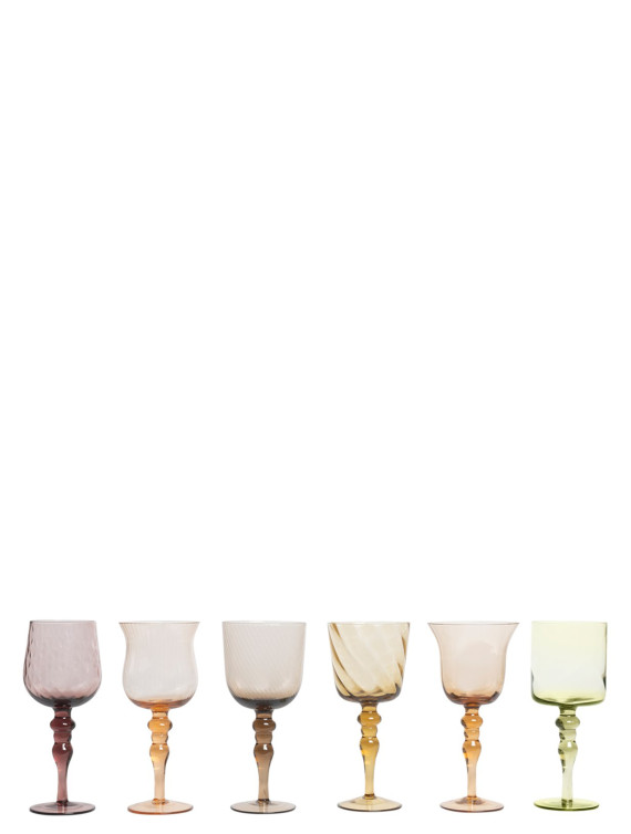 Set 6 Calici Assorted Shapes - Amber/Pink Texture Nuance #1