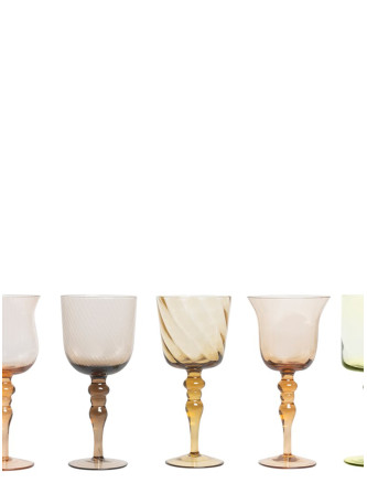 Set 6 Calici Assorted Shapes - Amber/Pink Texture Nuance #