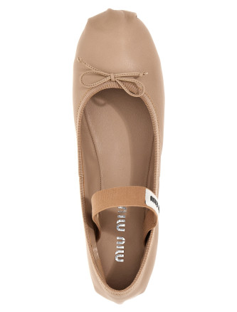 Logo leather ballet flats #