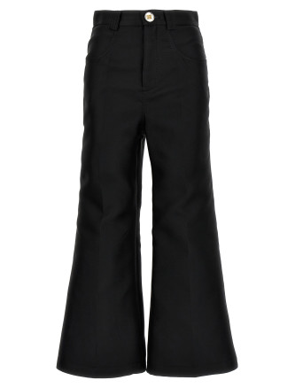 Cropped silk blend pants